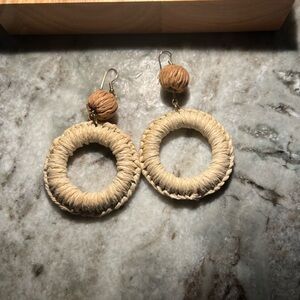 Elegant Tan Woven Hoop Earrings